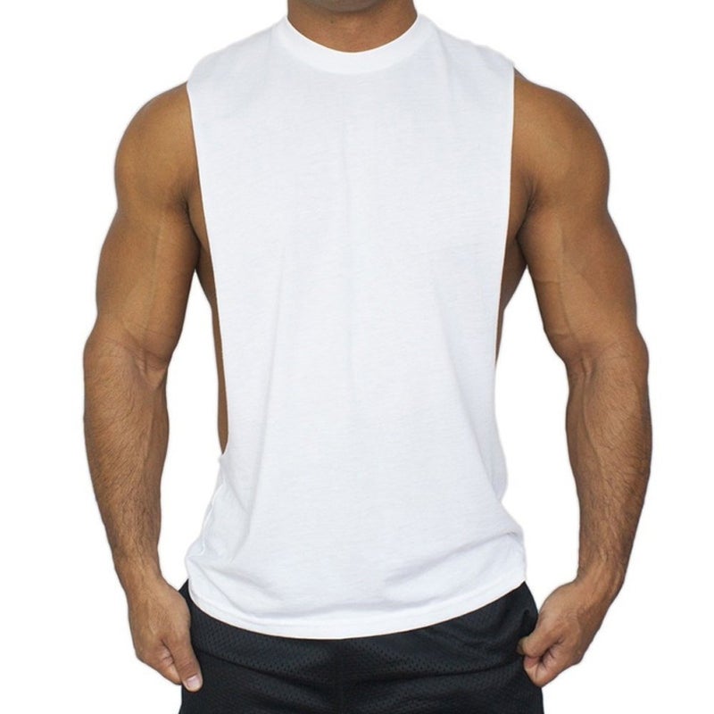 ZUEVI Men's Muscular Cut Open Sides Bodybuilding Tank Top(White-S) - Image 1